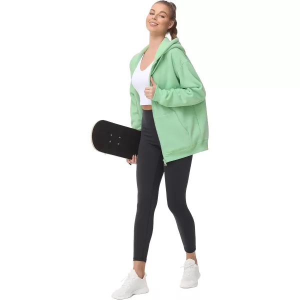 THE GYM PEOPLE Womens Zip Up Plus Oversize Hoodie Drawstring Sweatshirts Casual Long Sleeve Jacket with PocketsMint Green