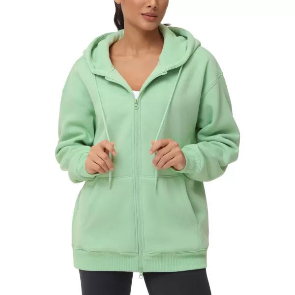 THE GYM PEOPLE Womens Zip Up Plus Oversize Hoodie Drawstring Sweatshirts Casual Long Sleeve Jacket with PocketsMint Green