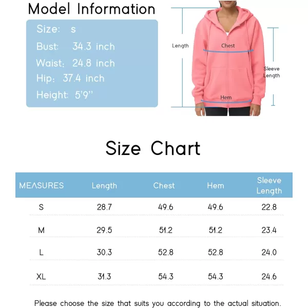 THE GYM PEOPLE Womens Zip Up Plus Oversize Hoodie Drawstring Sweatshirts Casual Long Sleeve Jacket with PocketsWatermelon Pink