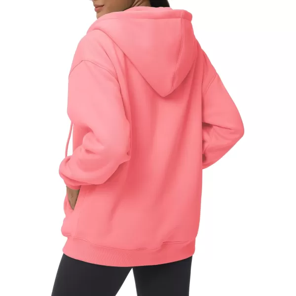 THE GYM PEOPLE Womens Zip Up Plus Oversize Hoodie Drawstring Sweatshirts Casual Long Sleeve Jacket with PocketsWatermelon Pink