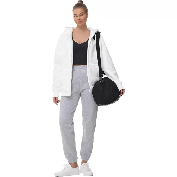 THE GYM PEOPLE Womens Zip Up Plus Oversize Hoodie Drawstring Sweatshirts Casual Long Sleeve Jacket with PocketsWhite