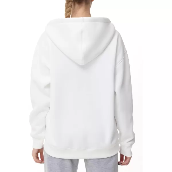 THE GYM PEOPLE Womens Zip Up Plus Oversize Hoodie Drawstring Sweatshirts Casual Long Sleeve Jacket with PocketsWhite