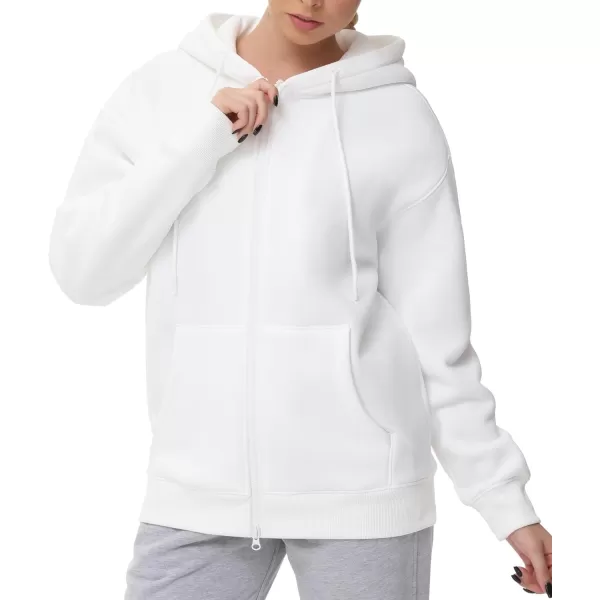 THE GYM PEOPLE Womens Zip Up Plus Oversize Hoodie Drawstring Sweatshirts Casual Long Sleeve Jacket with PocketsWhite