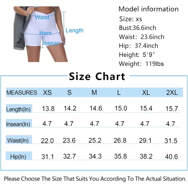 Womens Cross Waist Workout ShortsnbspTummy Control Spandex Athletic Biker Shorts with Deep PocketsWhite
