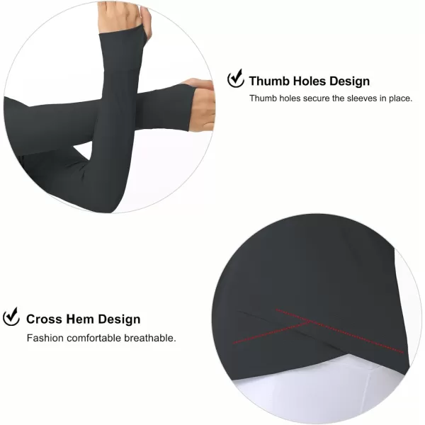 Womens Long Sleeve Compression Shirts Workout Tops Cross Hem Athletic Running Yoga TShirts with Thumb HoleCharcoal Grey