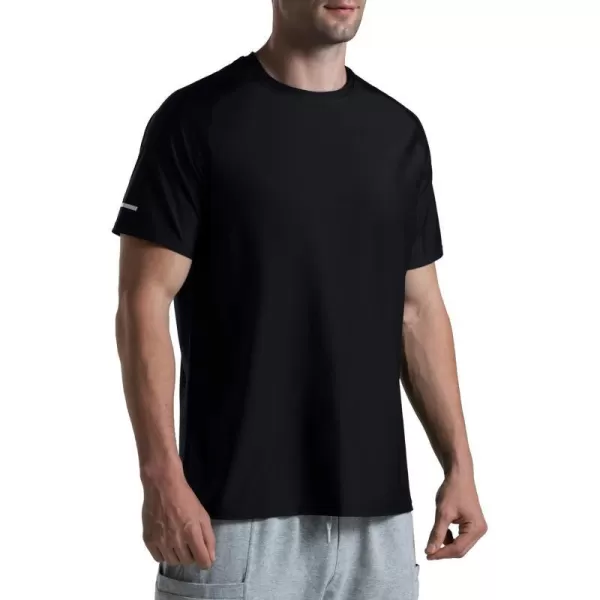 Mens Cooling Ice Silk Running Shirts Quick Dry Short Sleeve Athletic Gym TShirts UPF 50 Outdoor Workout TshirtsBlack