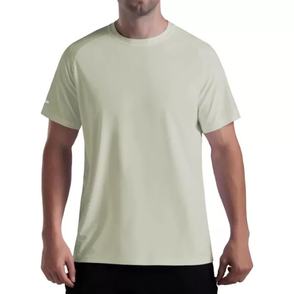 Mens Cooling Ice Silk Running Shirts Quick Dry Short Sleeve Athletic Gym TShirts UPF 50 Outdoor Workout TshirtsLight Green