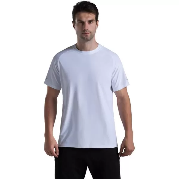 Mens Cooling Ice Silk Running Shirts Quick Dry Short Sleeve Athletic Gym TShirts UPF 50 Outdoor Workout TshirtsWhite