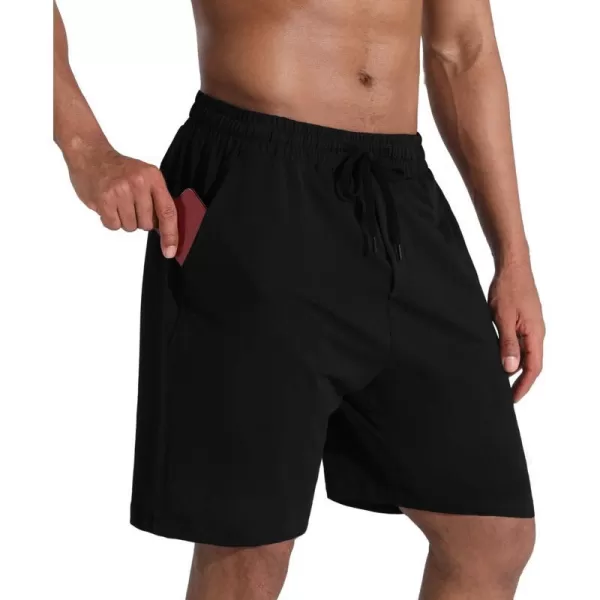 Mens Lounge Shorts with Deep Pockets Loosefit Jersey Shorts for RunningWorkoutTraining Basketball605 Black