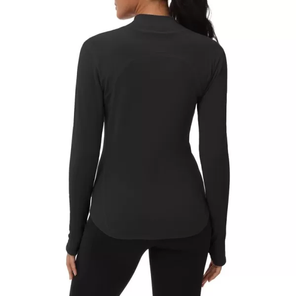 THE GYM PEOPLE Fleece Mock Turtleneck Pullover Base Layer Shirts Long Sleeve Workout Tops with Thumb HoleBlack