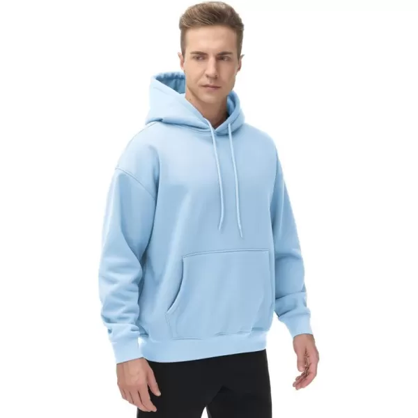 THE GYM PEOPLE Mens Fleece Pullover Hoodie Loose Fit Ultra Soft Hooded Sweatshirt With PocketsLight Blue