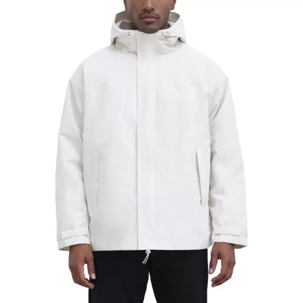 THE GYM PEOPLE Mens Waterproof Shell Jacket Outdoor Windbreaker Hiking Rain Coat with HoodBeige
