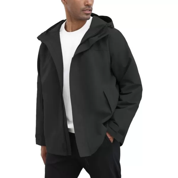 THE GYM PEOPLE Mens Waterproof Shell Jacket Outdoor Windbreaker Hiking Rain Coat with HoodBlack