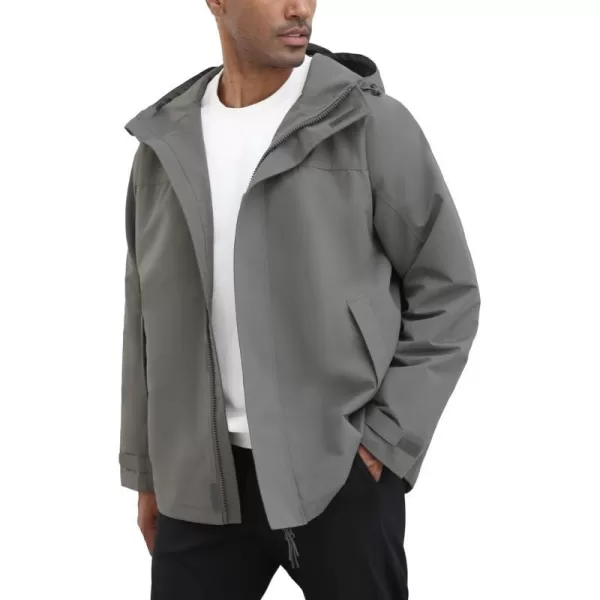 THE GYM PEOPLE Mens Waterproof Shell Jacket Outdoor Windbreaker Hiking Rain Coat with HoodCharcoal Grey