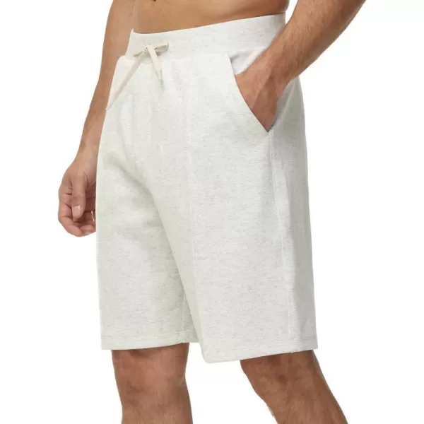 THE GYM PEOPLE Mens Workout Shorts Drawstring Athletic Loose Fit Lounge Sweat Shorts with PocketsHeather White