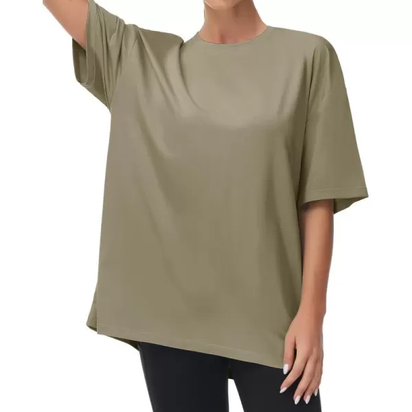 THE GYM PEOPLE Womens Casual Oversized TShirts Summer Crewneck Short Sleeve Workout Basic Tee TopsGrey Green