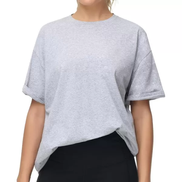THE GYM PEOPLE Womens Casual Oversized TShirts Summer Crewneck Short Sleeve Workout Basic Tee TopsHeather Grey