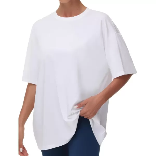 THE GYM PEOPLE Womens Casual Oversized TShirts Summer Crewneck Short Sleeve Workout Basic Tee TopsWhite