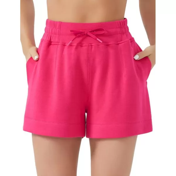 THE GYM PEOPLE Womens Drawstring Sweat Shorts High Waisted Summer Workout Lounge Shorts with PocketsBright Pink