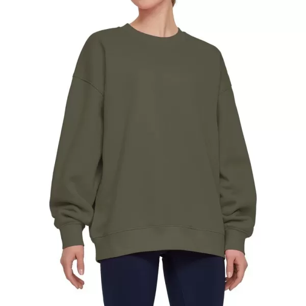 THE GYM PEOPLE Womens Fleece Crewneck Loose fit Soft Oversized Pullover SweatshirtDark Grey