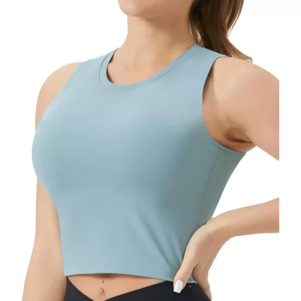 THE GYM PEOPLE Womens Medium Support Sports Bra Removable Padded Sleeveless Workout Crop TopsDenim Blue