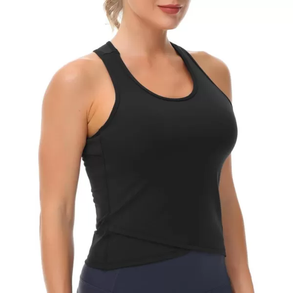 THE GYM PEOPLE Womens Racerback Workout Tank Tops with Built in Bra Sleeveless Slim FitBlack