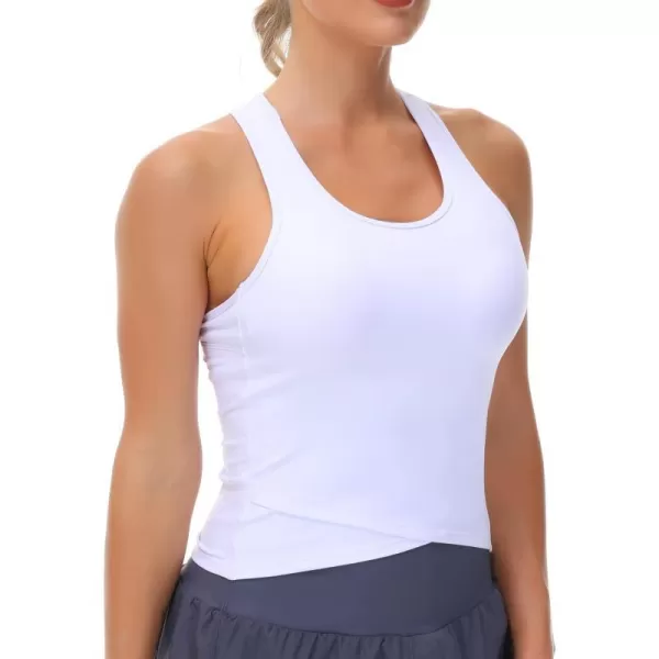 THE GYM PEOPLE Womens Racerback Workout Tank Tops with Built in Bra Sleeveless Slim FitWhite