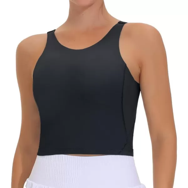 THE GYM PEOPLE Womens Sports Bra Sleeveless Workout Tank Tops Running Yoga Cropped Tops with Removable PaddedBlack