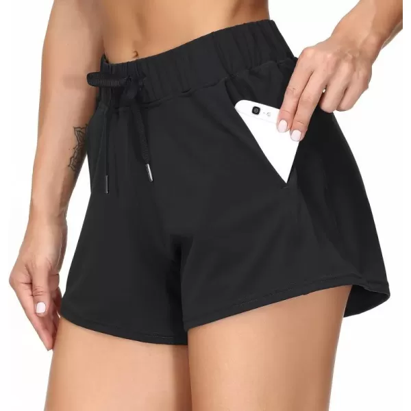 THE GYM PEOPLE Womens Workout Shorts with Loose Fit DrawstringBlack