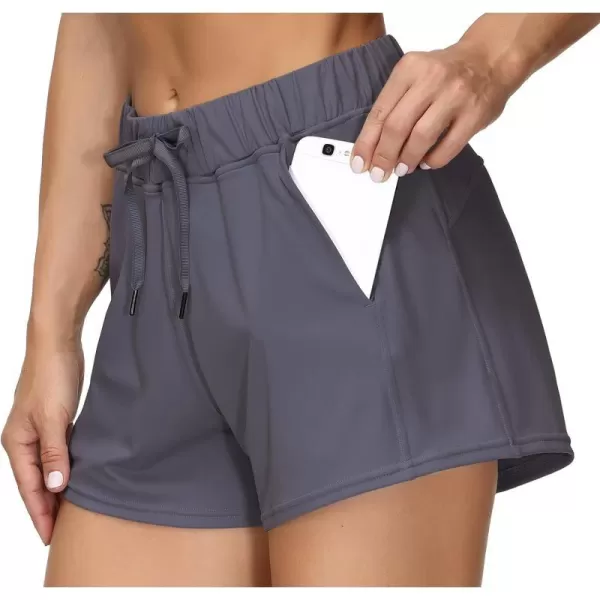 THE GYM PEOPLE Womens Workout Shorts with Loose Fit DrawstringVintage Purple