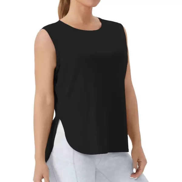 THE GYM PEOPLE Womens Workout Tank Tops Loose Fit Sleeveless Cotton Running ShirtsBlack