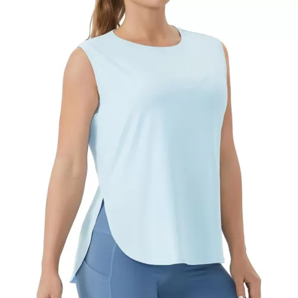 THE GYM PEOPLE Womens Workout Tank Tops Loose Fit Sleeveless Cotton Running ShirtsLight Blue