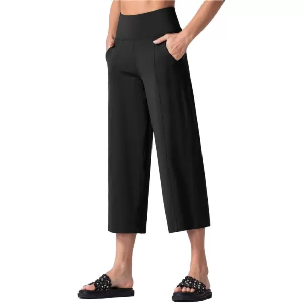 THE GYM PEOPLE Womens Yoga Pants with Pockets and Tummy Control High Waist in Flare CropBlack