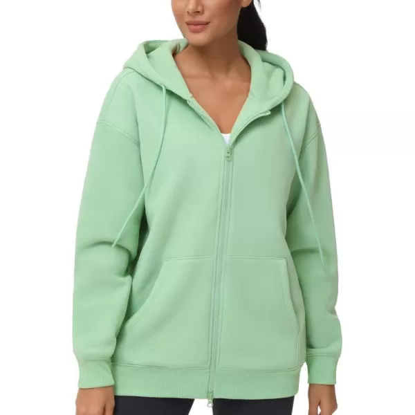 THE GYM PEOPLE Womens Zip Up Plus Oversize Hoodie Drawstring Sweatshirts Casual Long Sleeve Jacket with PocketsMint Green