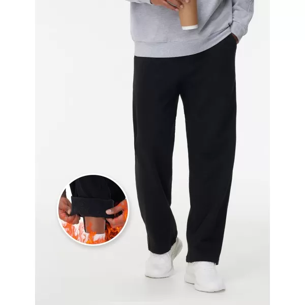THE GYM PEOPLE Mens Baggy Fleece Workout Sweatpants with Pockets Drawstring Lounge Athletic Running PantsBlack