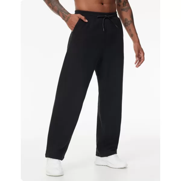 THE GYM PEOPLE Mens Baggy Fleece Workout Sweatpants with Pockets Drawstring Lounge Athletic Running PantsBlack