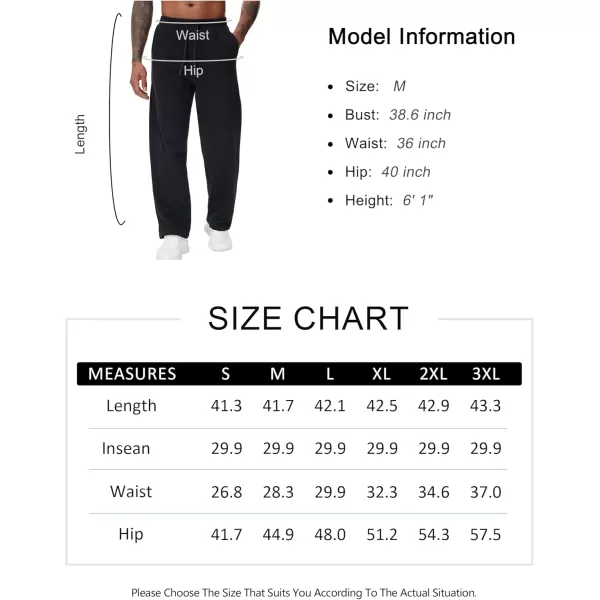 THE GYM PEOPLE Mens Baggy Fleece Workout Sweatpants with Pockets Drawstring Lounge Athletic Running PantsBlack