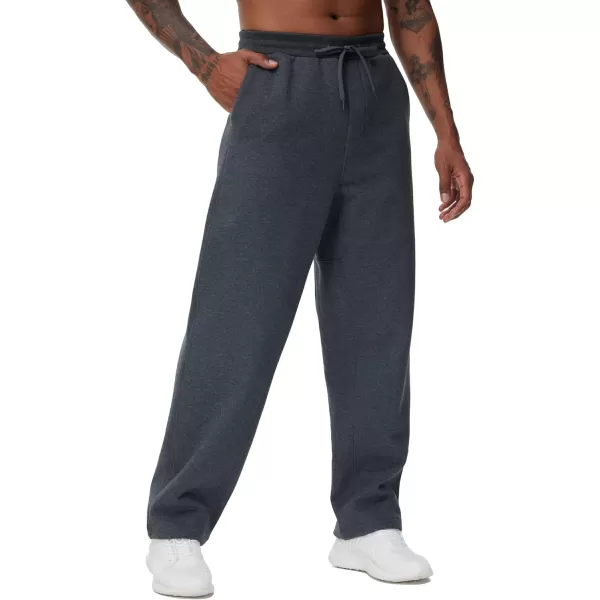 THE GYM PEOPLE Mens Baggy Fleece Workout Sweatpants with Pockets Drawstring Lounge Athletic Running PantsDark Heather Grey