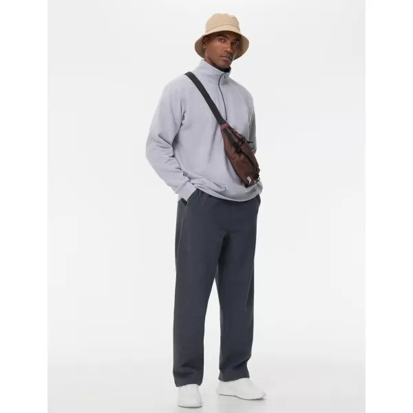 THE GYM PEOPLE Mens Baggy Fleece Workout Sweatpants with Pockets Drawstring Lounge Athletic Running PantsDark Heather Grey