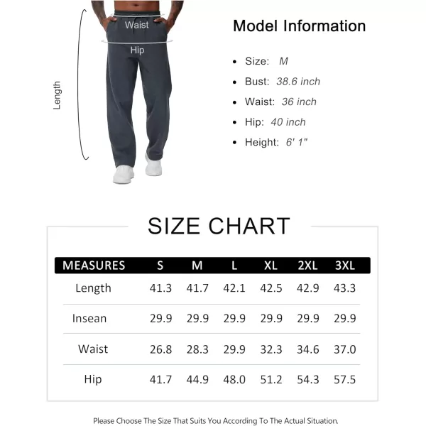 THE GYM PEOPLE Mens Baggy Fleece Workout Sweatpants with Pockets Drawstring Lounge Athletic Running PantsDark Heather Grey