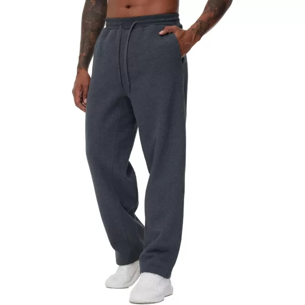 THE GYM PEOPLE Mens Baggy Fleece Workout Sweatpants with Pockets Drawstring Lounge Athletic Running PantsDark Heather Grey