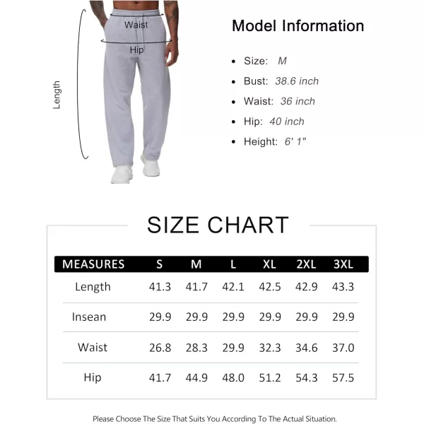THE GYM PEOPLE Mens Baggy Fleece Workout Sweatpants with Pockets Drawstring Lounge Athletic Running PantsGrey