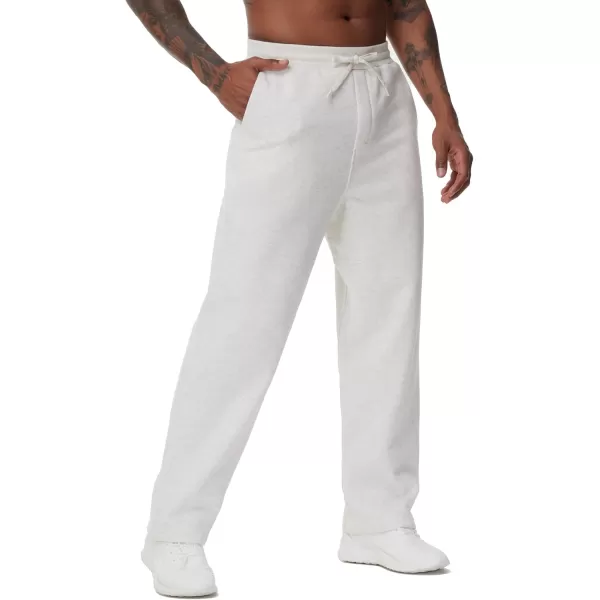 THE GYM PEOPLE Mens Baggy Fleece Workout Sweatpants with Pockets Drawstring Lounge Athletic Running PantsHeather White