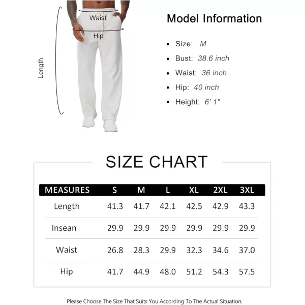 THE GYM PEOPLE Mens Baggy Fleece Workout Sweatpants with Pockets Drawstring Lounge Athletic Running PantsHeather White