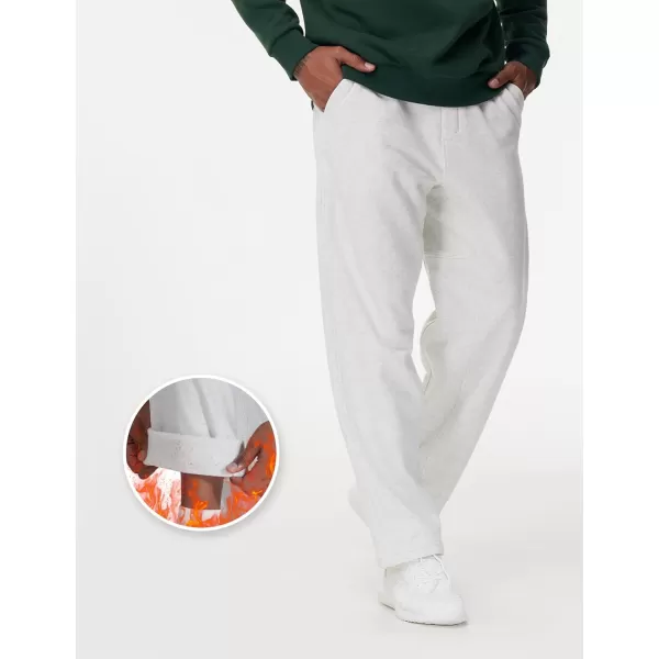 THE GYM PEOPLE Mens Baggy Fleece Workout Sweatpants with Pockets Drawstring Lounge Athletic Running PantsHeather White