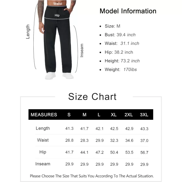 THE GYM PEOPLE Mens Baggy Sweatpants Lightweight Lounge Open Bottom Athletic Workout Pants with PocketsBlack