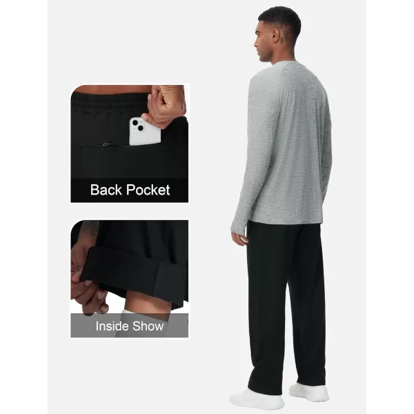THE GYM PEOPLE Mens Baggy Sweatpants Lightweight Lounge Open Bottom Athletic Workout Pants with PocketsBlack