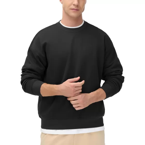 THE GYM PEOPLE Mens Crewneck Loose fit Sweatshirt Lightweight Soft Basic Pullover TopsBlack