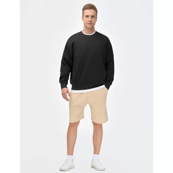THE GYM PEOPLE Mens Crewneck Loose fit Sweatshirt Lightweight Soft Basic Pullover TopsBlack