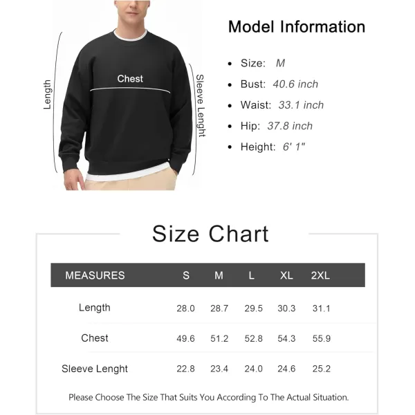 THE GYM PEOPLE Mens Crewneck Loose fit Sweatshirt Lightweight Soft Basic Pullover TopsBlack